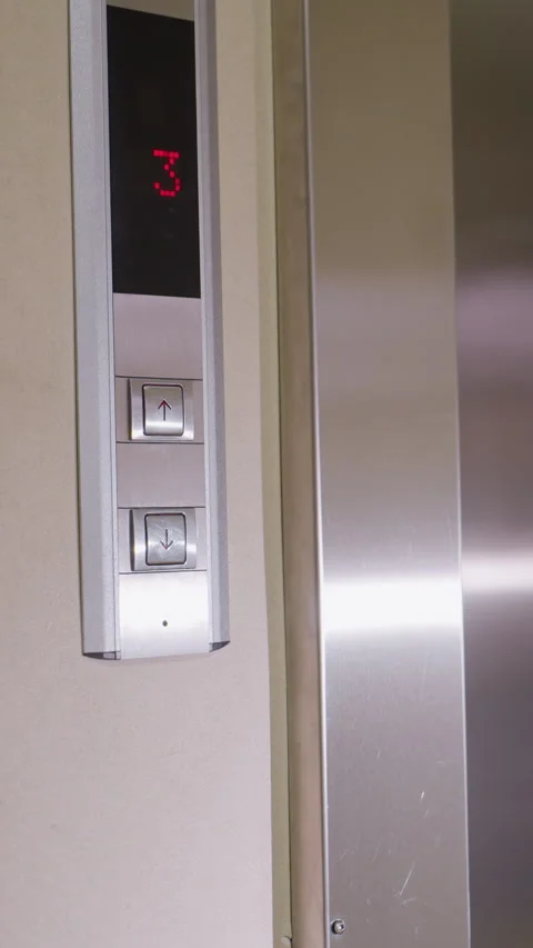 Modern Elevator Control Panel with Digital Display Showing Floor 3 and Buttons Stock Footage 318806447