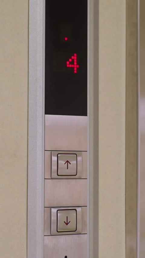 Modern Elevator Control Panel with Floor Indicator Showing Number 3 and Buttons 스톡 동영상 318808799