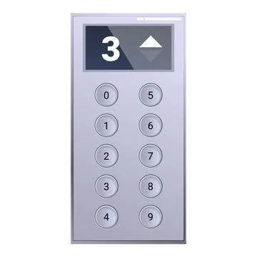 Modern elevator control panel showing floor number three Stock Illustration