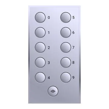 Modern elevator control panel showing numbers zero to nine Stock Illustration