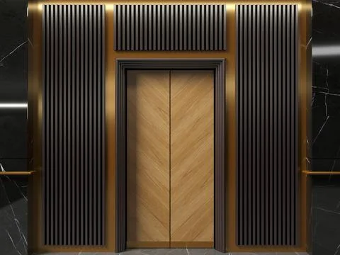 Modern elevator doors in art deco lobby Stock Illustration