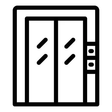 Modern elevator doors opening to empty shaft in office building Ilustración de archivo