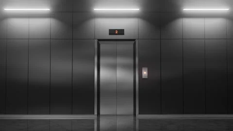Modern elevator doors opening on first floor Stock Footage 310793529