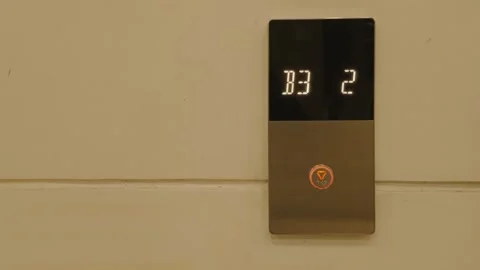 Modern elevator floor indicator panel with digital display showing floor numbers 库存影片 343421434
