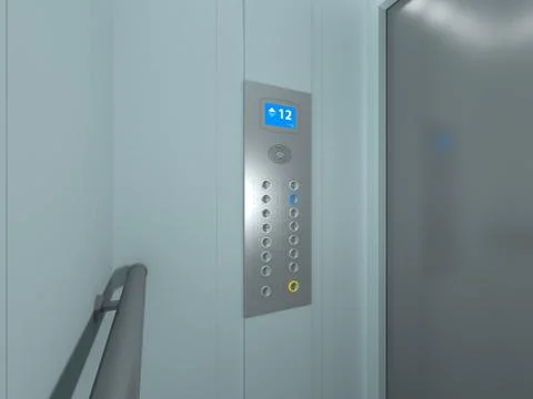 Modern elevator interior and exterior Ilustración de archivo
