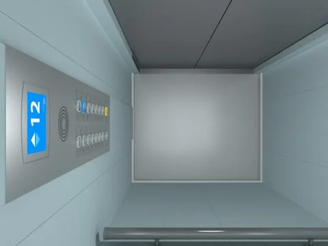 Modern elevator interior and exterior Ilustración de archivo