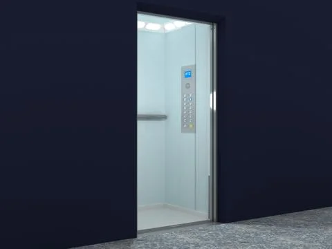 Modern elevator interior and exterior Ilustración de archivo