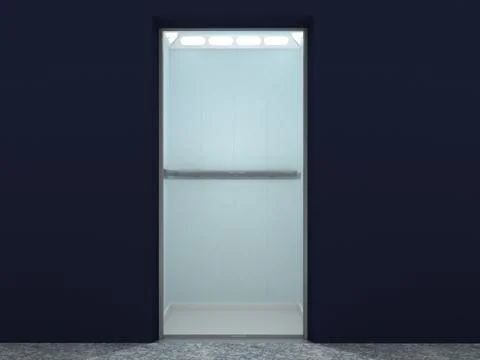 Modern elevator interior and exterior Ilustración de archivo