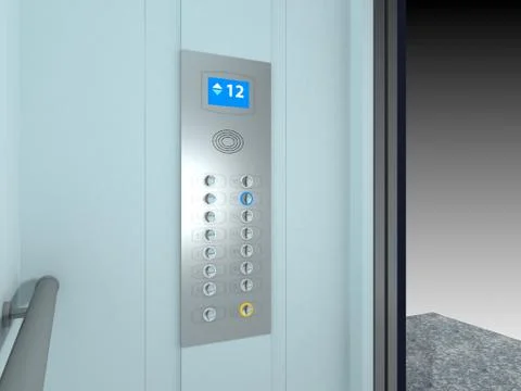 Modern elevator interior and exterior Ilustración de archivo