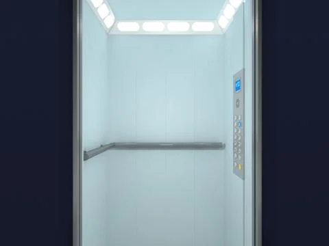 Modern elevator interior and exterior Ilustración de archivo