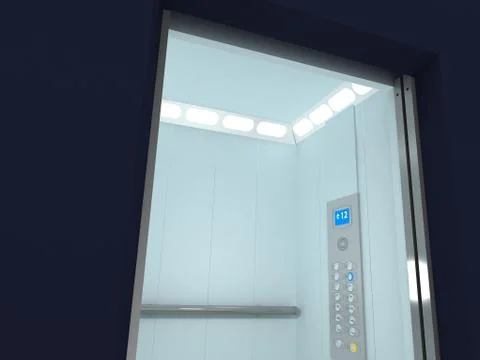 Modern elevator interior and exterior Ilustración de archivo