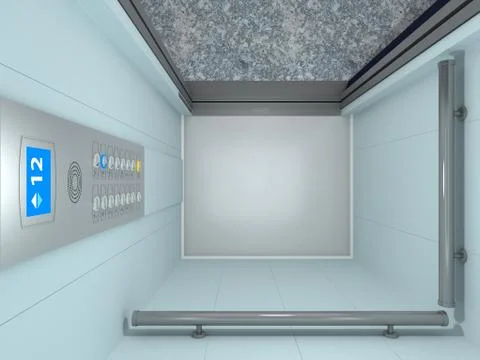 Modern elevator interior and exterior Ilustración de archivo