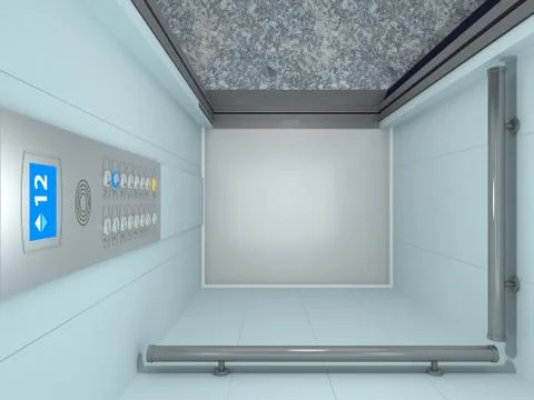 Modern Elevator Interior and Exterior Ilustración de archivo