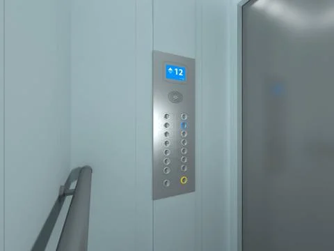 Modern Elevator Interior and Exterior Stock Illustration