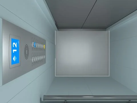 Modern Elevator Interior and Exterior Stock Illustration