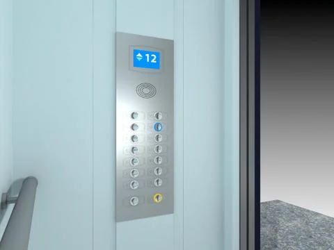 Modern Elevator Interior and Exterior Stock Illustration