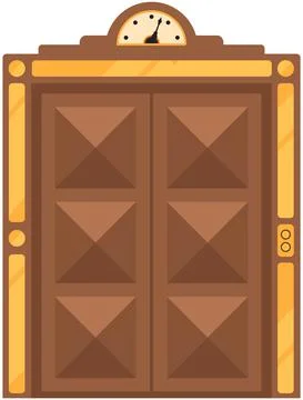 Modern elevator made in old vintage style. Door to cabin of mechanical lift with Illustrazione stock