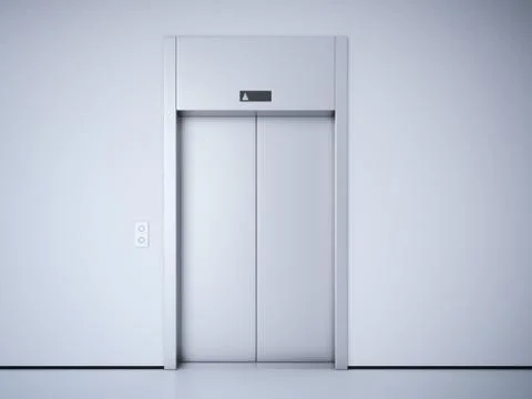 Modern elevator with metal  doors. 3d rendering Ilustración de archivo
