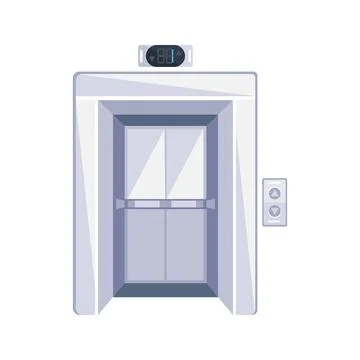 Modern elevator with open doors is going up to the 88th floor 스톡 일러스트