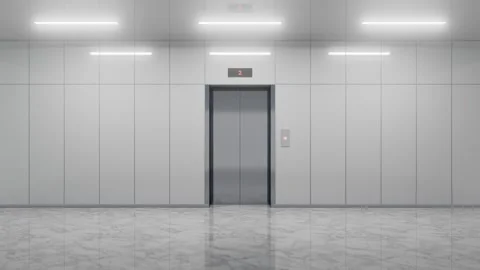 Modern elevator opening doors in office building Stock Footage 310793515