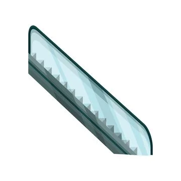 Modern elevator stairs escalator. Electric staircases or moving stair. Isolated Stock Illustration