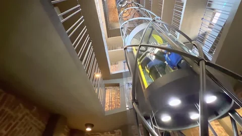 The modern elevator in tower of Old Town Hall, Prague, Czechia Stock Footage 231675529