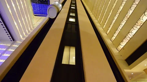 Modern elevators inside a luxury hotel, showcasing sleek design and contemp.. Video stock 305531913