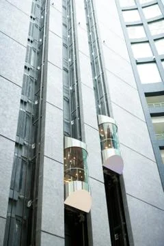 Modern elevators in office lobby Stock Photos