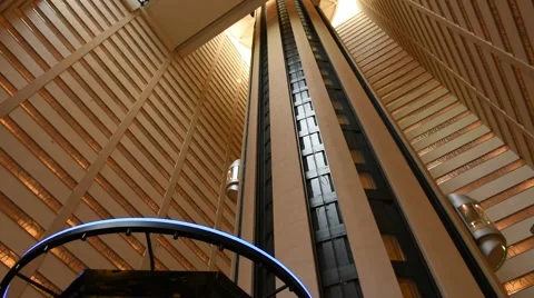 Modern Elevators Times Square Marriott Marquis Hotel-Static Shot (1 of 4) Stock Footage 64447069