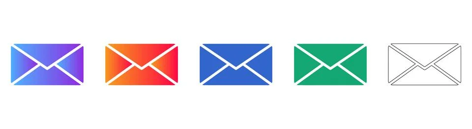 Modern Email Envelope Icons Set Stock Illustration