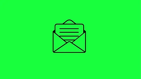 Modern email icon on green background for digital communication Video stock 331505188