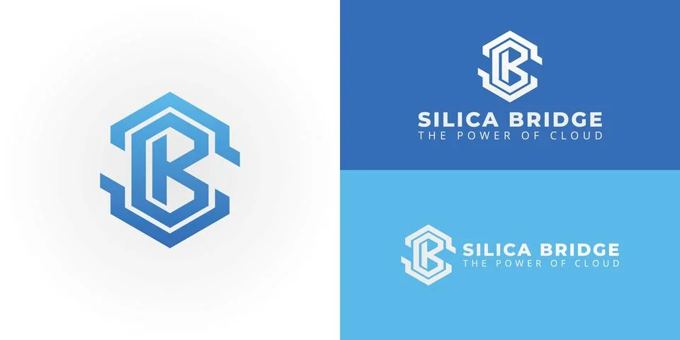 The modern emblem features the initials SB within a unified hexagon Illustrazione stock