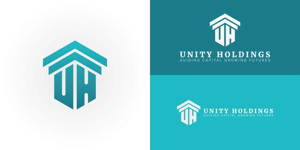 The modern emblem features the interconnected initials UH Stock Illustration
