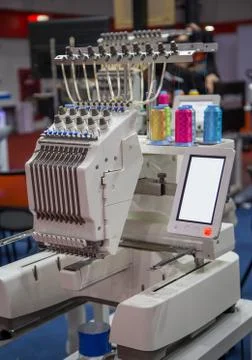 Modern embroidery machine Stock Photos