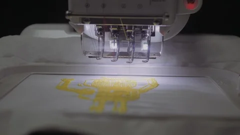 Modern embroidery machine at work in 4K Stock Footage 101372272