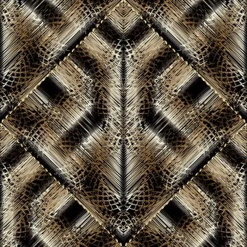 Modern Embroidery seamless pattern. Tapestry endless geometric ornaments. Vec Illustrazione stock