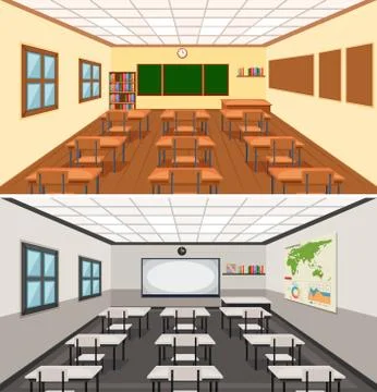 Modern empthy classroom background Stock Illustration