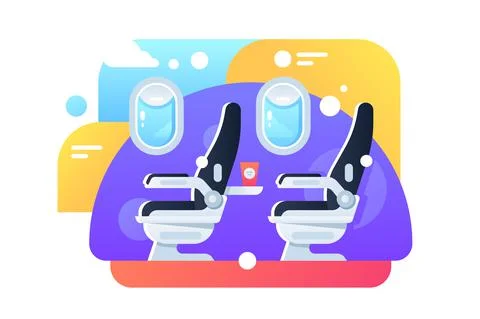 Modern empty airplane seat for comfortable flight journey. Stock Illustration