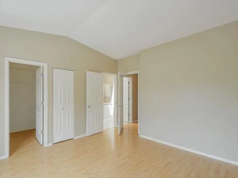 Modern empty bedroom interior Stock Photos