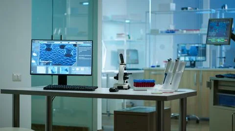 Modern empty biological applied science laboratory Foto stock