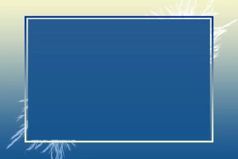 Modern Empty Blue Rectangle Frame With Feathers On Gradient Blue Background Stock Illustration