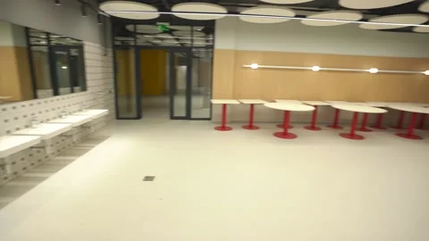 Modern empty buffet hall, school buffet Stock Footage 172096466