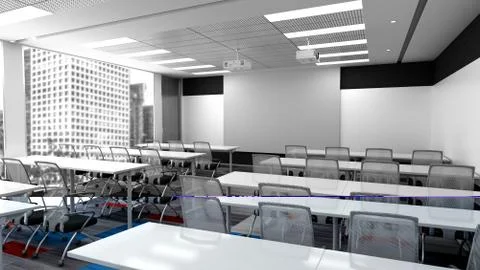 Modern empty classroom in school 3d render image Illustrazione stock