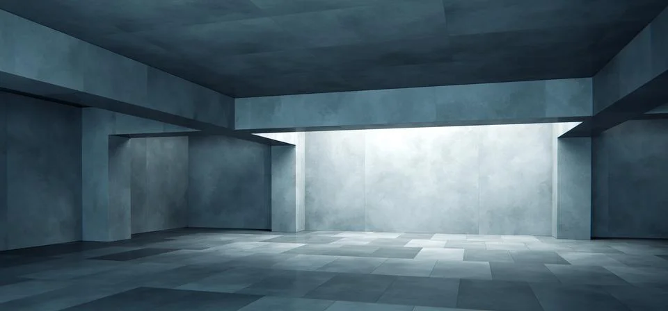 Modern empty concrete room interior with natural skylight Ilustración de archivo