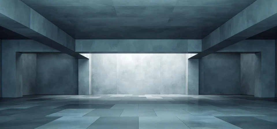 Modern empty concrete room interior with natural skylight Stock Illustration