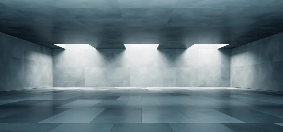 Modern empty concrete room interior with natural skylight Stock Illustration
