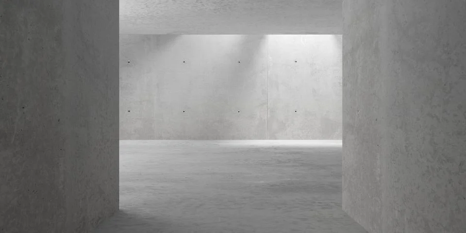 Modern empty concrete room interior ceiling beam shadow - industrial interi.. Stock Illustration