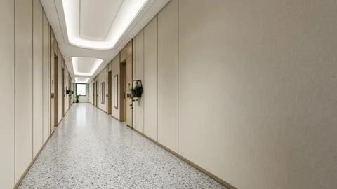 Modern Empty Hospital Corridor with Bright Lighting and Medical Vibe Illustration