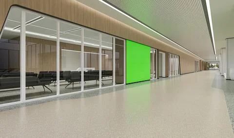 Modern Empty Hospital Corridor with Bright Lighting and Medical Vibe Illustration