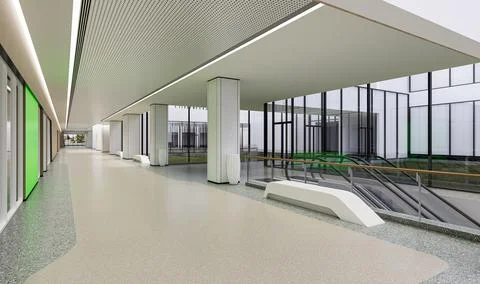Modern Empty Hospital Corridor with Bright Lighting and Medical Vibe Illustration